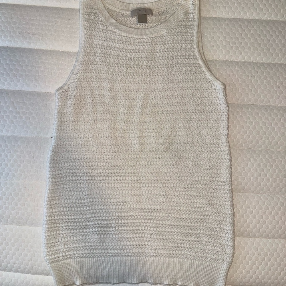 LOFT Ivory Textured Knit Top